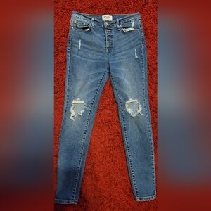 Denizen from Levi's High Waist Ripped Blue Skinny Jeans